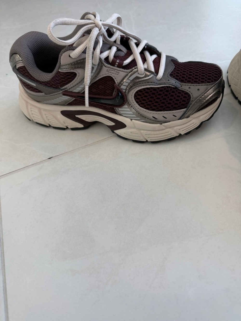 Nike Burgundy and Gray Mesh Athletic Sneaker